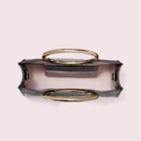 Kate Spade Croc Embossed Bracelet Black Mini Satchel Bag - Picture 4 of 6